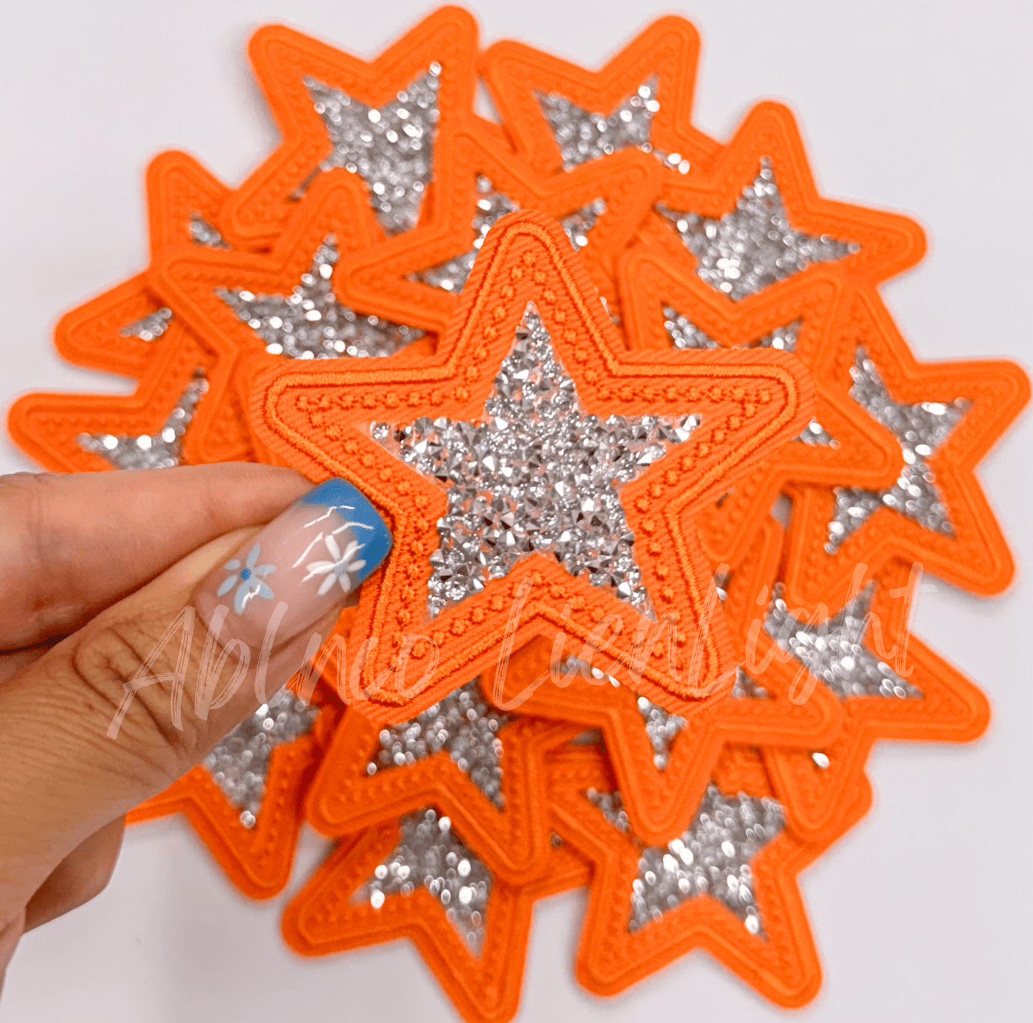 Orange rhinestone star embroidery patch trucker hat patches - Bria Blair Creative