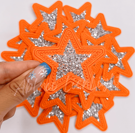 Orange rhinestone star embroidery patch trucker hat patches - Bria Blair Creative
