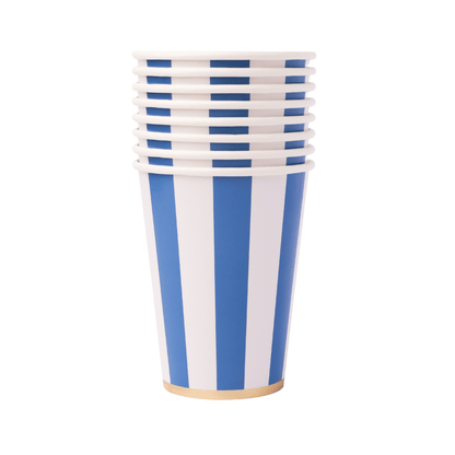PALISADES BLUE SIGNATURE CABANA STRIPE CUPS - Bria Blair Creative