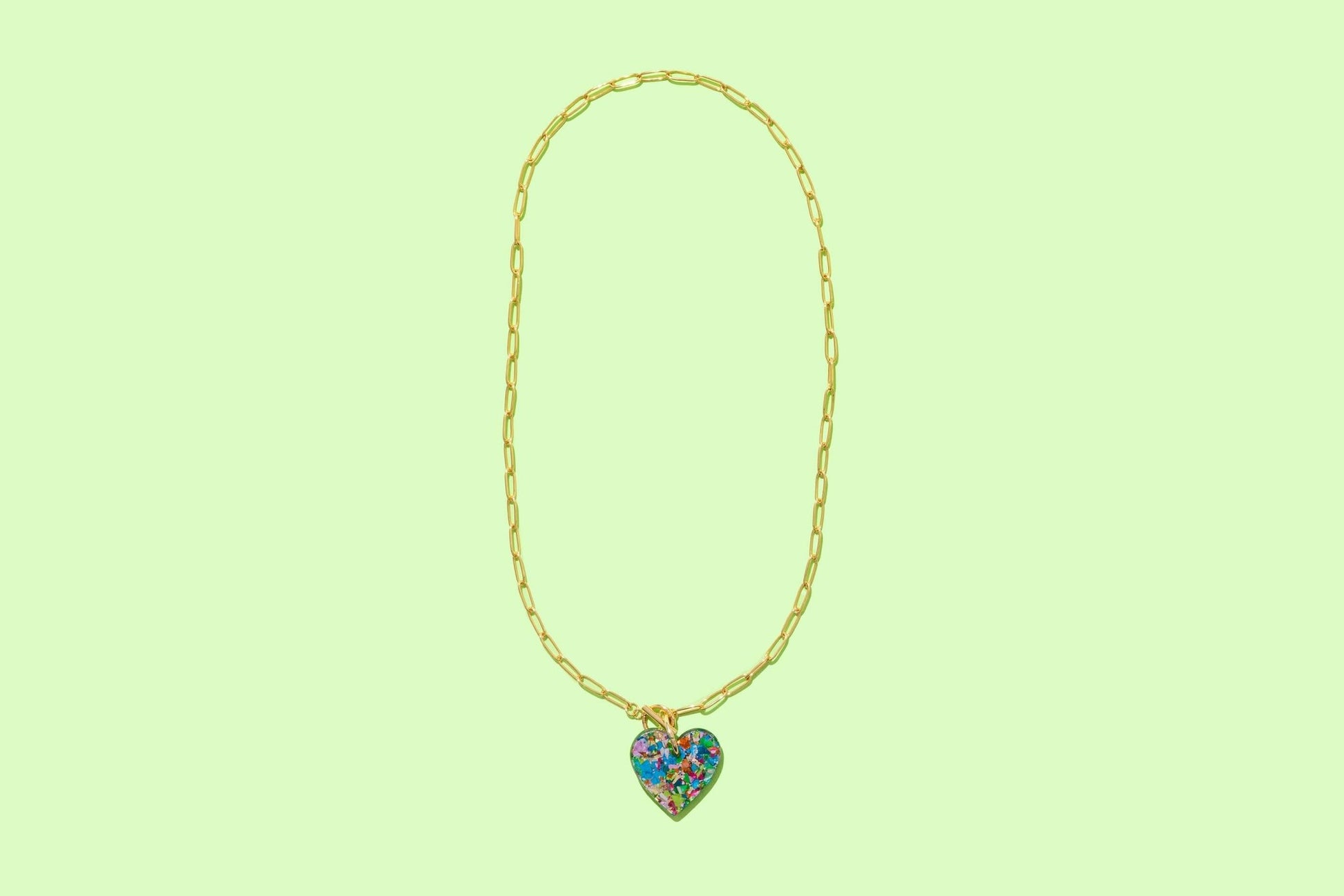 Paperclip Chain Necklace - Heart Pendant - Colorful Confetti - Bria Blair Creative