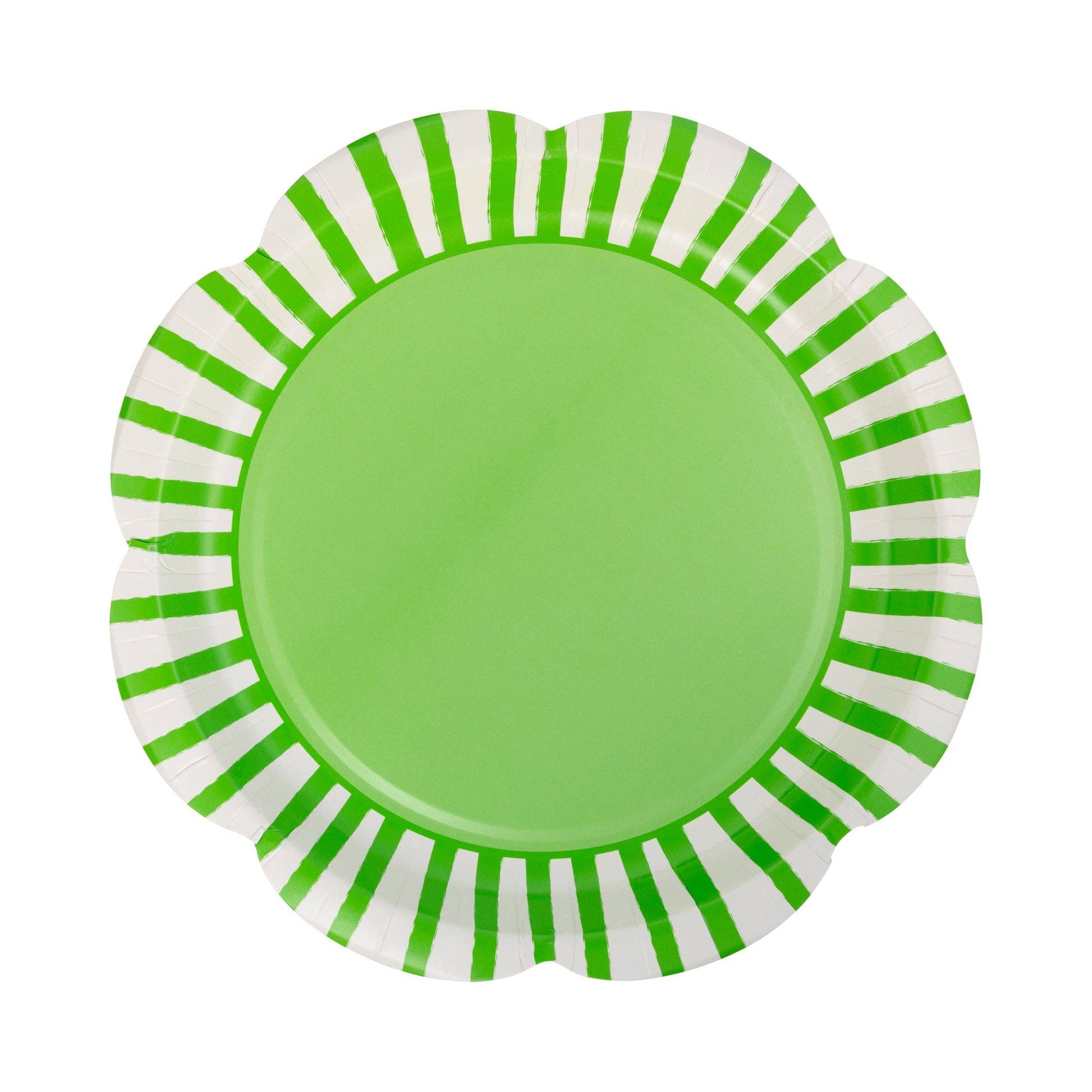 PAR1133 - Green Striped Scallops 9" Plate - Bria Blair Creative