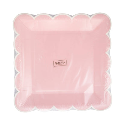 PAR1139 - Pink Scalloped 9" Square Plate - Bria Blair Creative