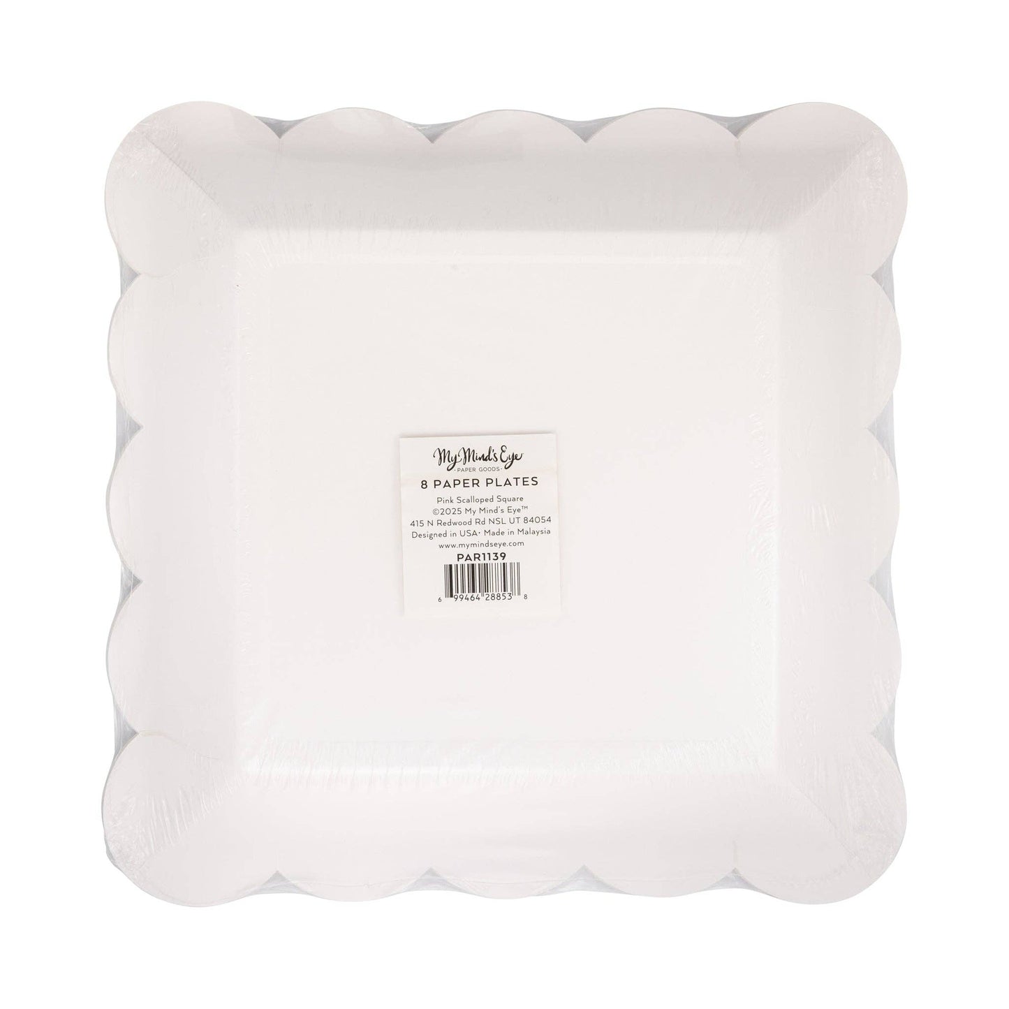 PAR1139 - Pink Scalloped 9" Square Plate - Bria Blair Creative
