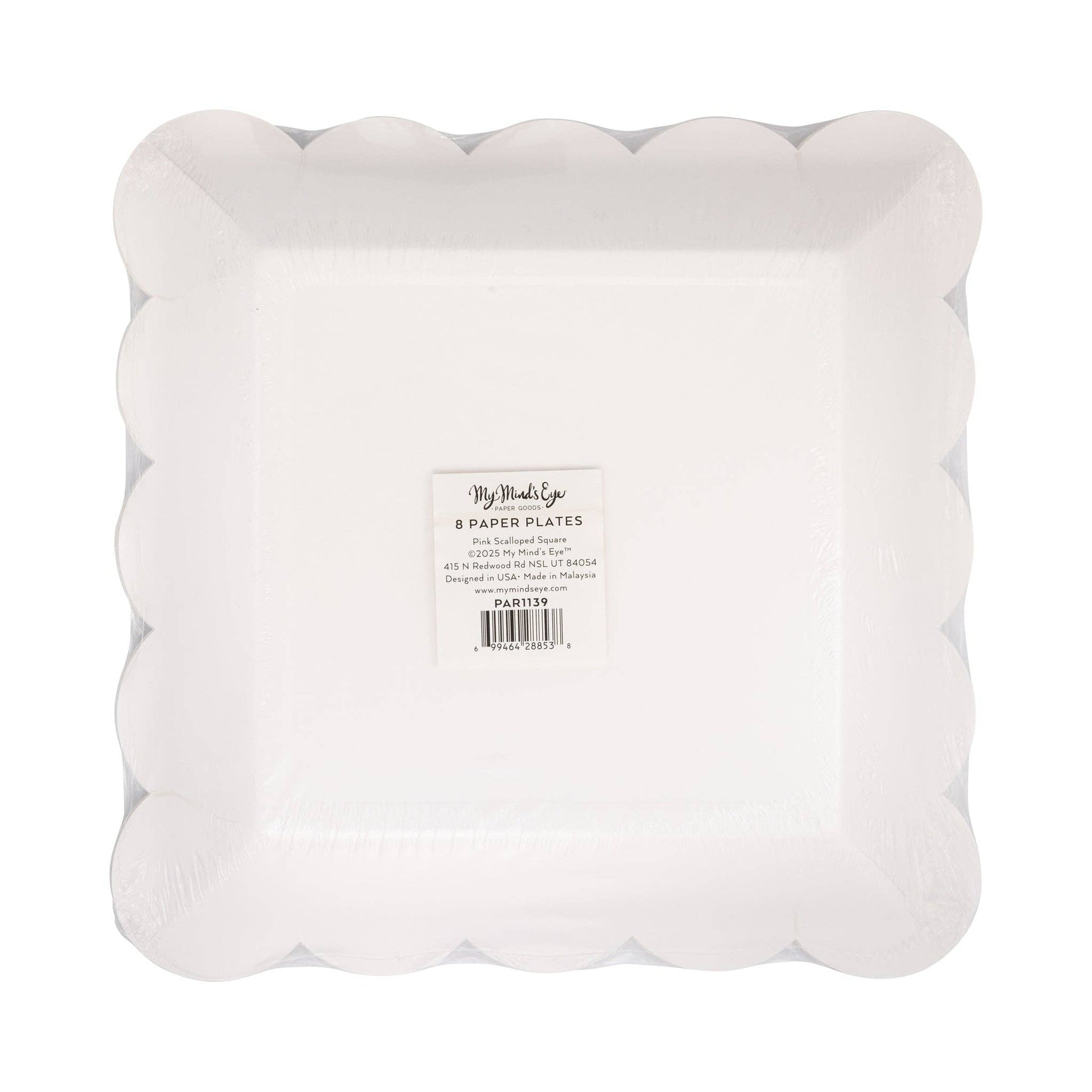 PAR1139 - Pink Scalloped 9" Square Plate - Bria Blair Creative
