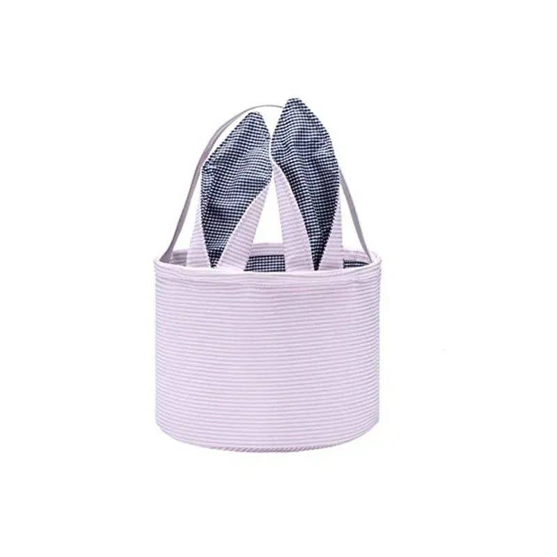 Personalized Embroidered Easter Bunny Ear Baskets: Blue - Bria Blair Creative