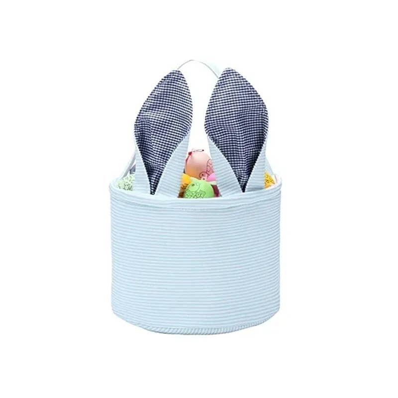 Personalized Embroidered Easter Bunny Ear Baskets: Green - Bria Blair Creative