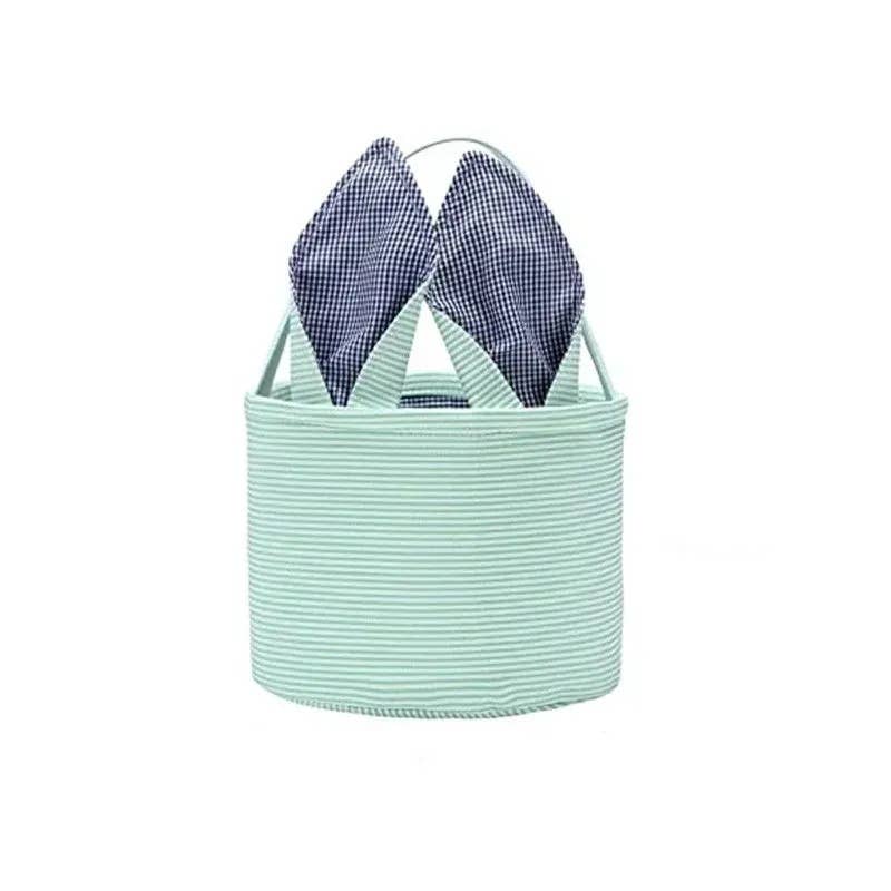 Personalized Embroidered Easter Bunny Ear Baskets: Pink - Bria Blair Creative