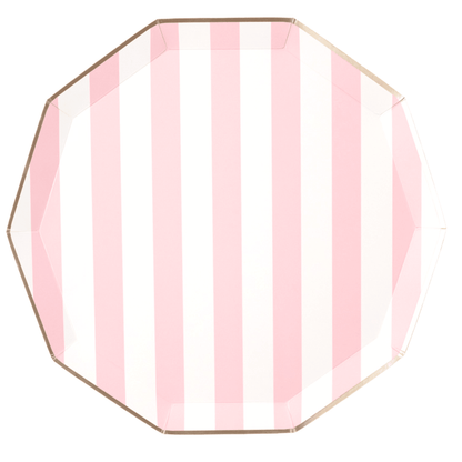 PETAL PINK SIGNATURE CABANA STRIPE PLATES - Bria Blair Creative