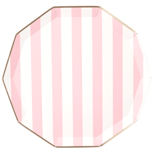 PETAL PINK SIGNATURE CABANA STRIPE PLATES - Bria Blair Creative