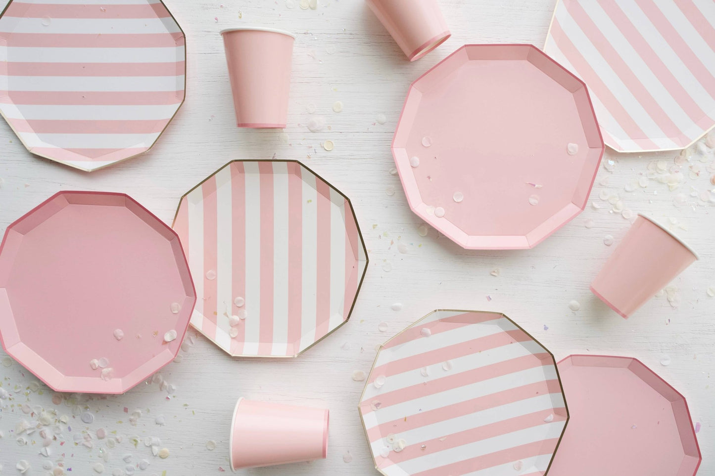 PETAL PINK SIGNATURE CABANA STRIPE PLATES - Bria Blair Creative