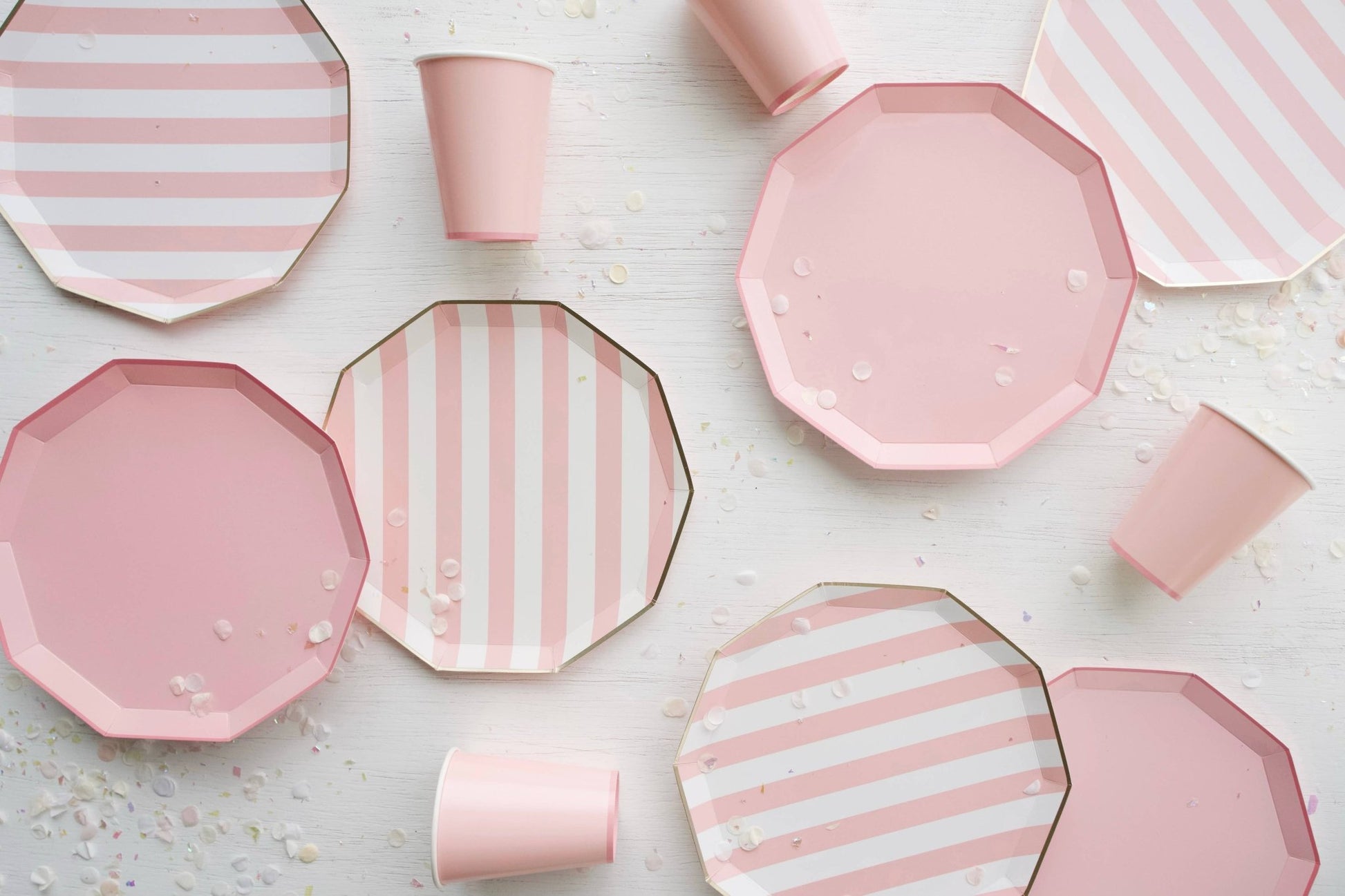 PETAL PINK SIGNATURE CABANA STRIPE PLATES - Bria Blair Creative