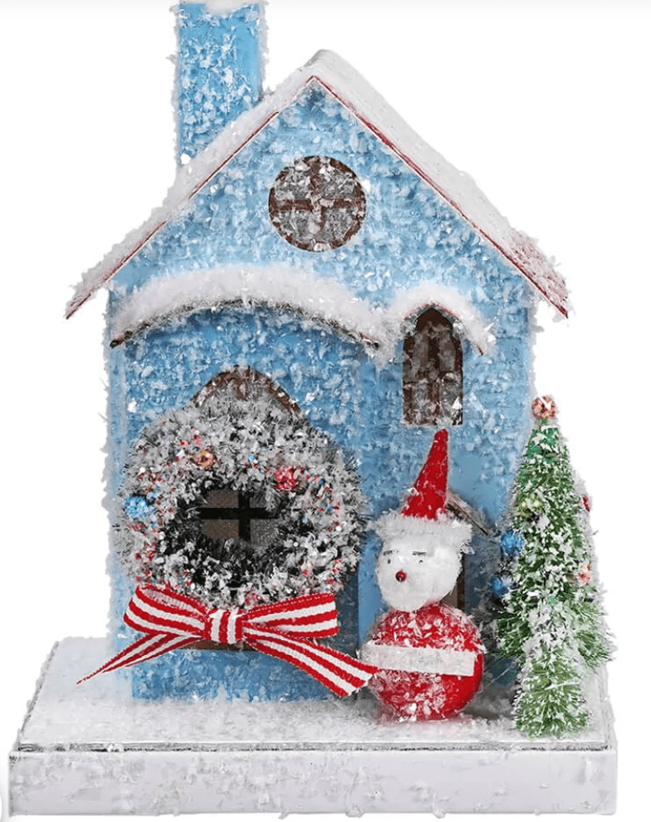 Petite Blue House With Snowman By Cody Foster - Bria Blair Creative