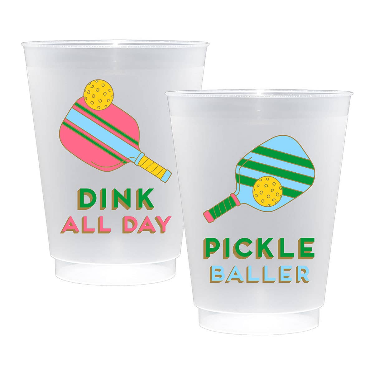 Pickleball Shatterproof Frost Flex Plastic Cups (Set of 10) - Bria Blair Creative
