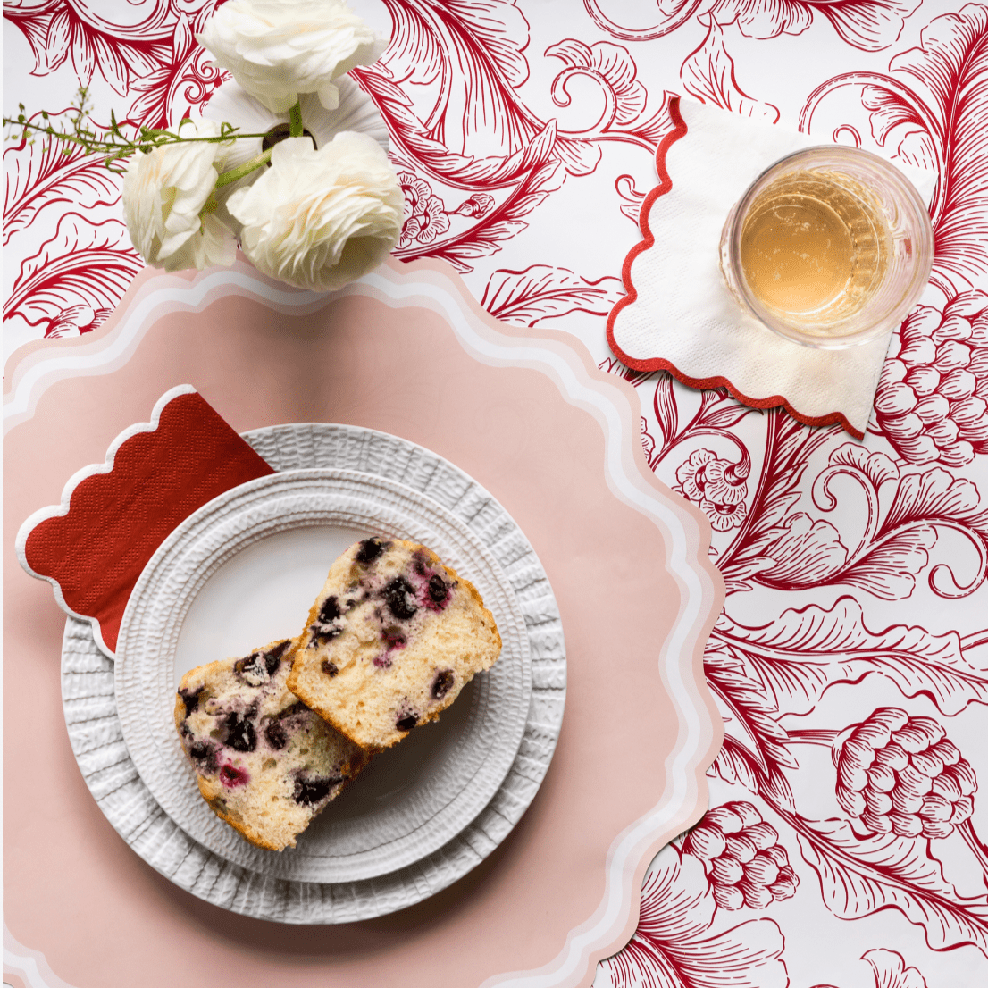Pink Fancy Scallop Paper Placemats - Bria Blair Creative