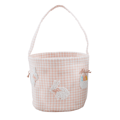 Pink Gingham Beaded Easter Basket - Bria Blair Creative