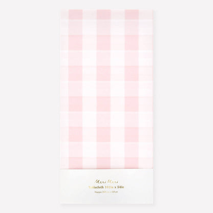 Pink Gingham Paper Tablecloth - Bria Blair Creative