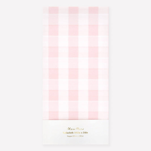 Pink Gingham Paper Tablecloth - Bria Blair Creative