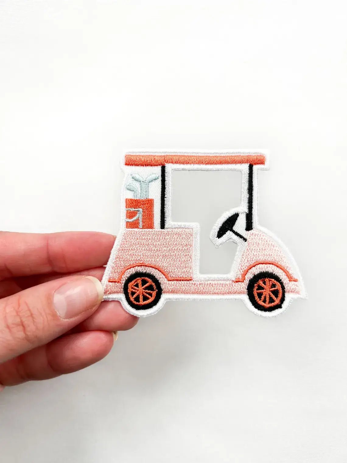 Pink Golf Cart Iron - On Patch Embroidered Patch Sports Fan - Bria Blair Creative