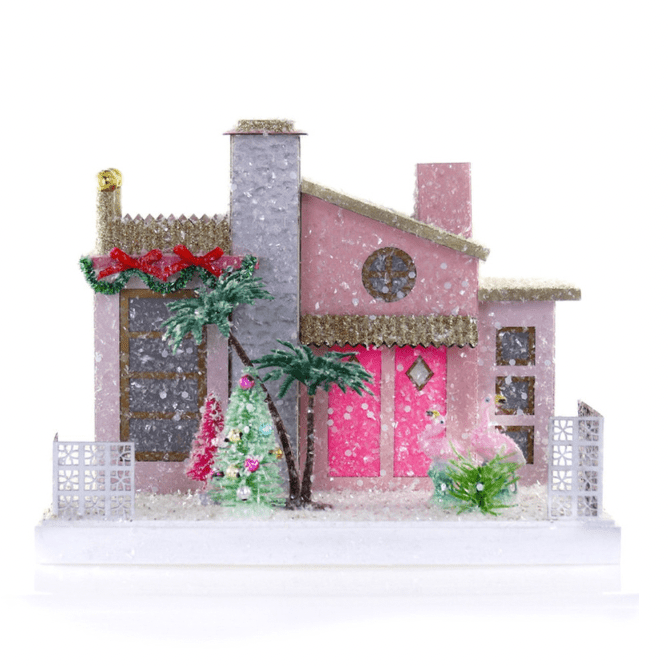 Pink Palm Springs House Vintage Putz Christmas House by Cody Foster - Bria Blair Creative