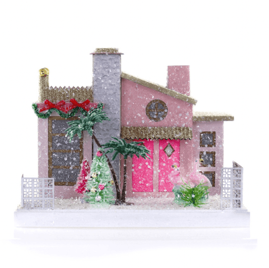 Pink Palm Springs House Vintage Putz Christmas House by Cody Foster - Bria Blair Creative