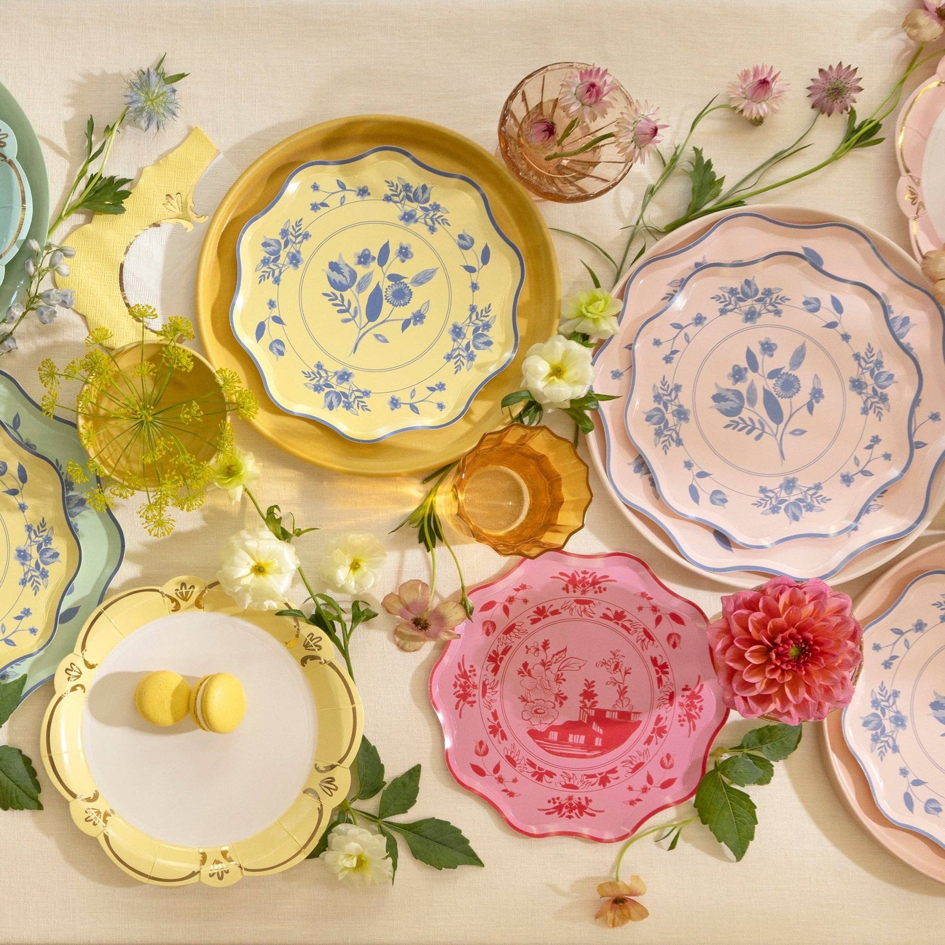 Pink Vintage Botanical Side Plates - Bria Blair Creative