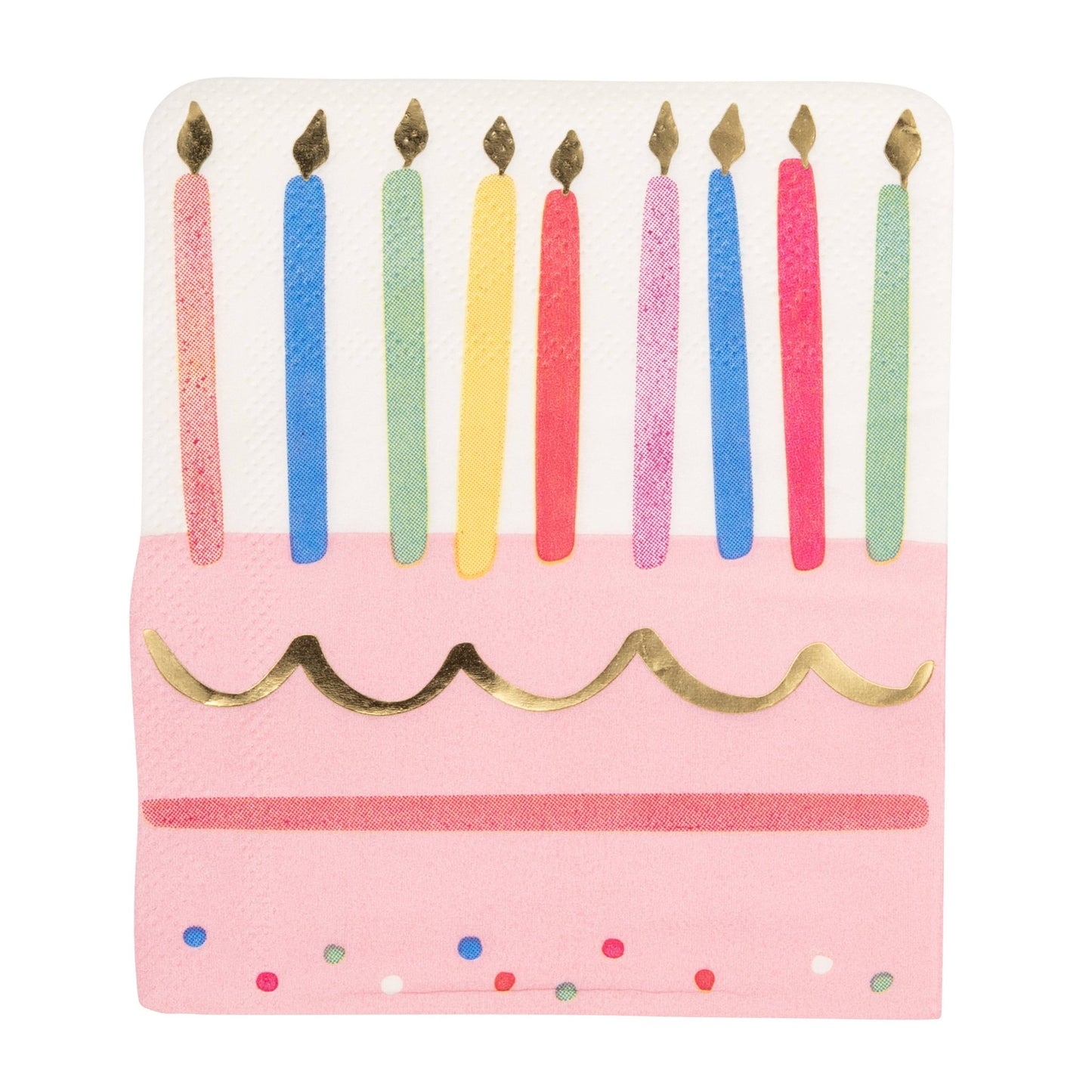 PLBDY32 - Foil Cake & Candles Cocktail Napkin - Bria Blair Creative