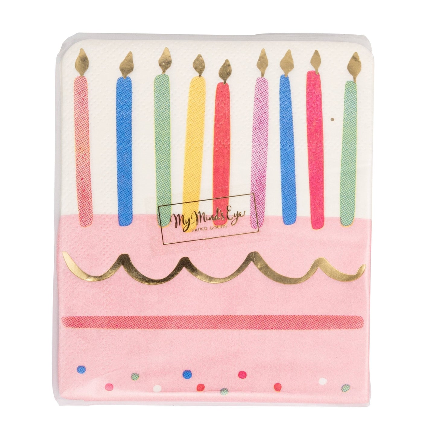 PLBDY32 - Foil Cake & Candles Cocktail Napkin - Bria Blair Creative
