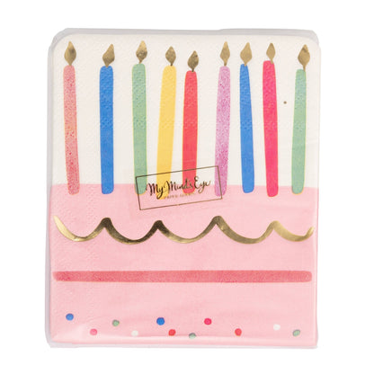 PLBDY32 - Foil Cake & Candles Cocktail Napkin - Bria Blair Creative