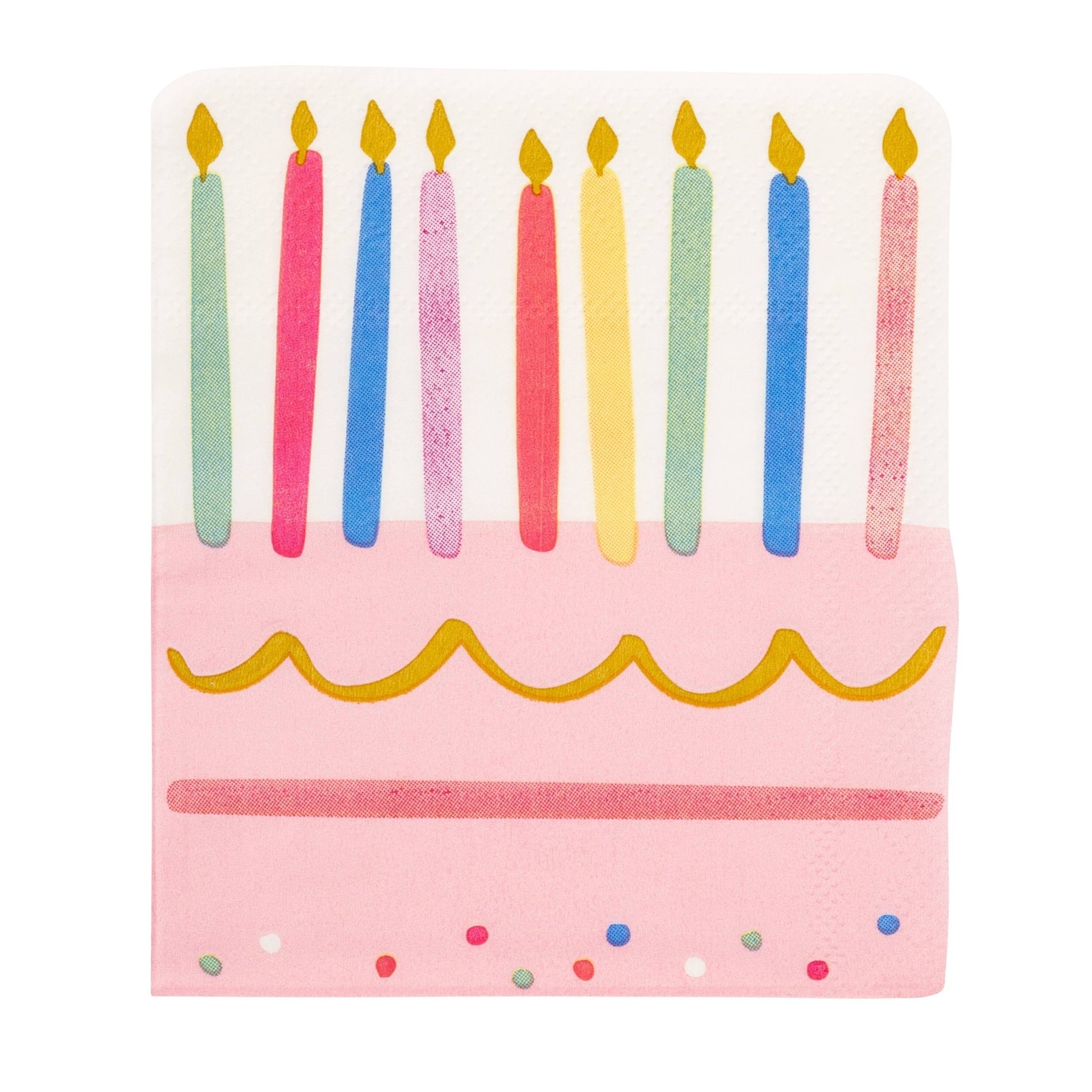 PLBDY32 - Foil Cake & Candles Cocktail Napkin - Bria Blair Creative