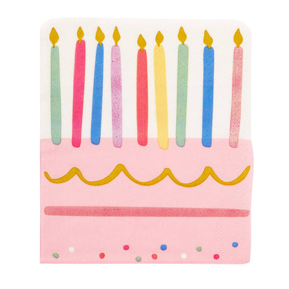 PLBDY32 - Foil Cake & Candles Cocktail Napkin - Bria Blair Creative