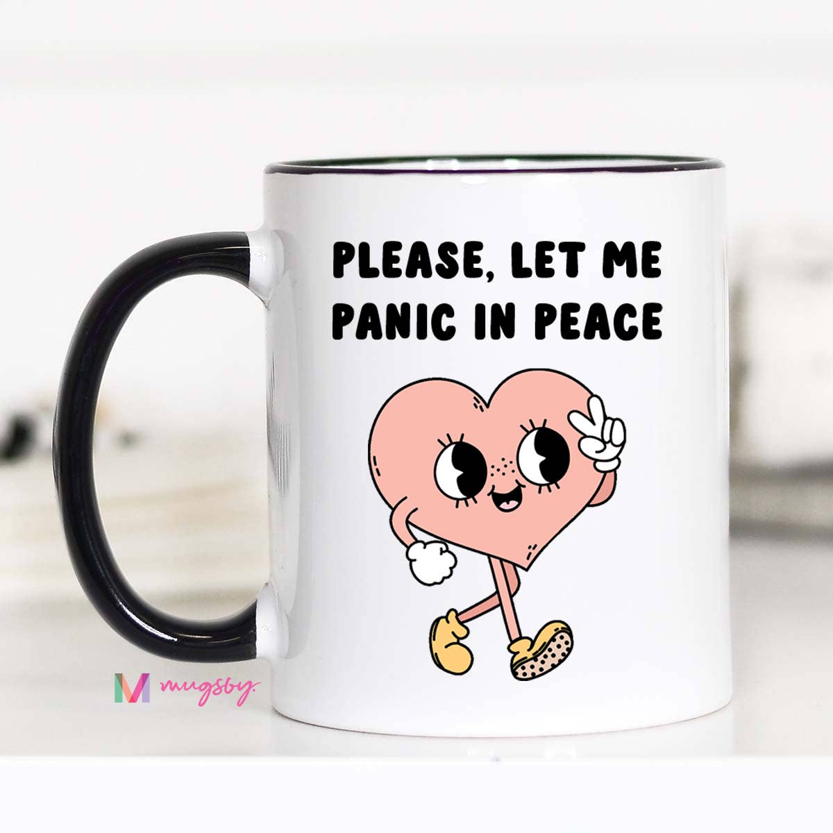 Please Let me Panic in Peace Funny Coffee Mug, Retro Mug: 11oz - Bria Blair Creative