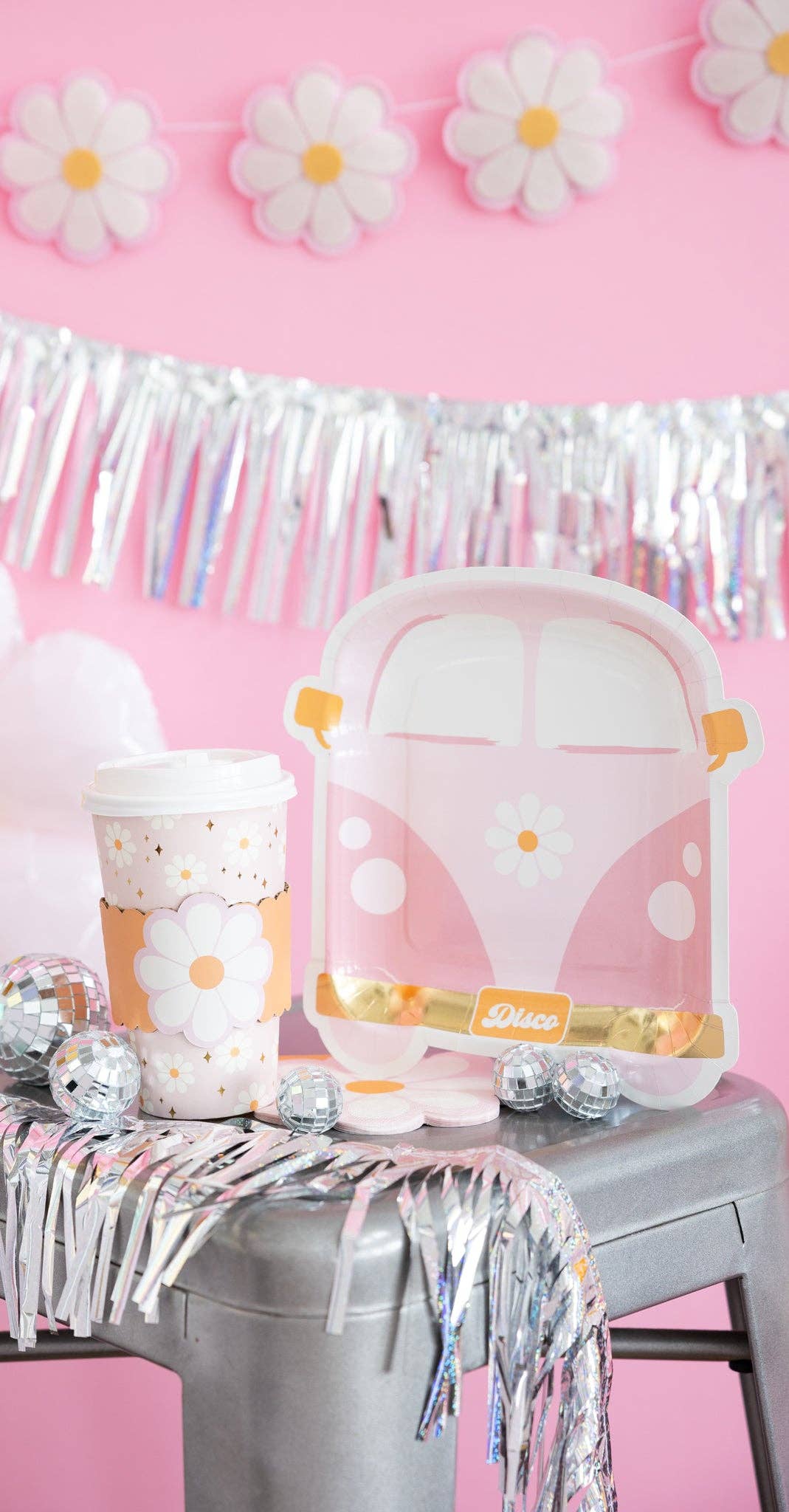 PLGOG42 - Disco Daisy Van Shaped Paper Plate - Bria Blair Creative