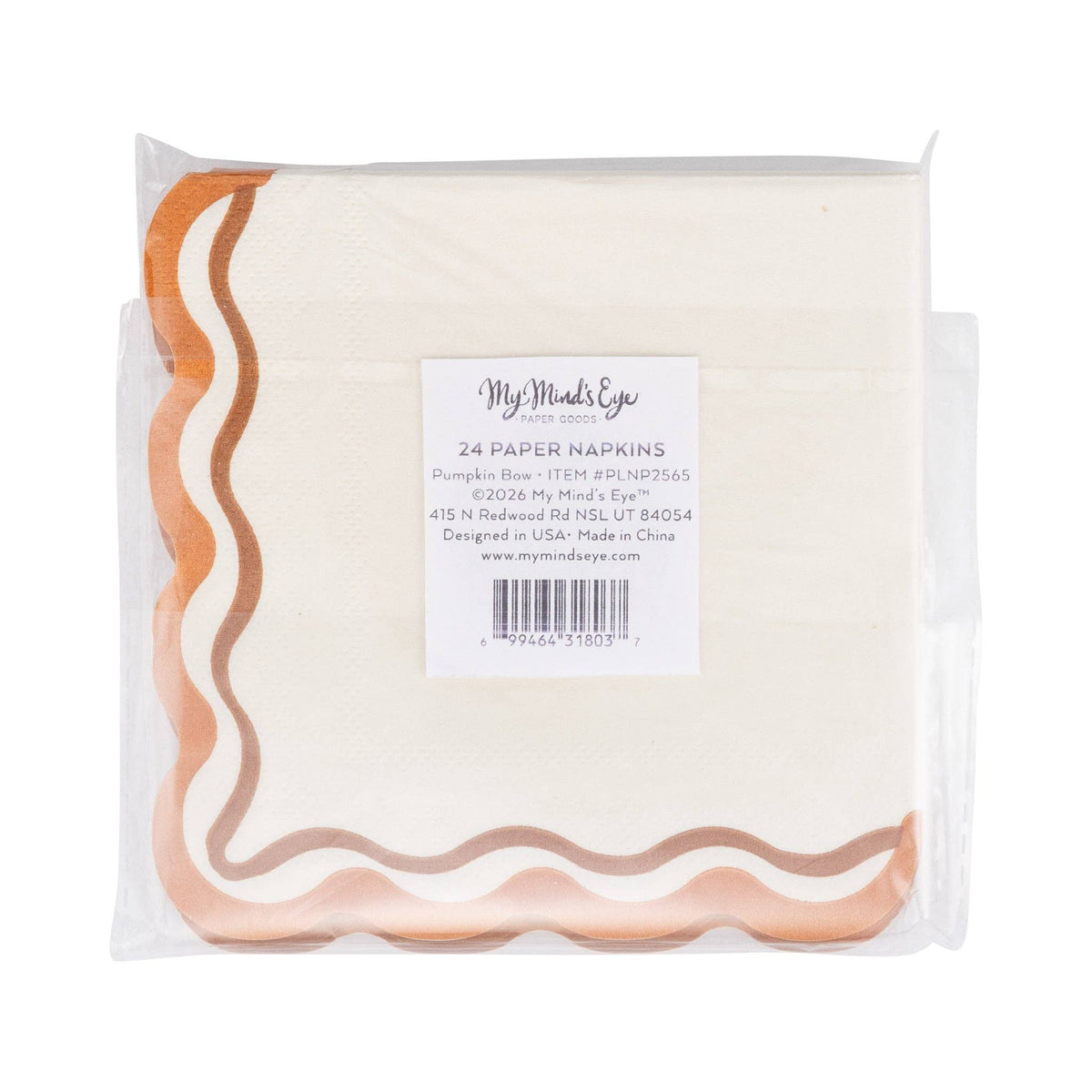 PLNP2565 - PUMPKIN BOW COCKTAIL NAPKIN (24ct) - Bria Blair Creative