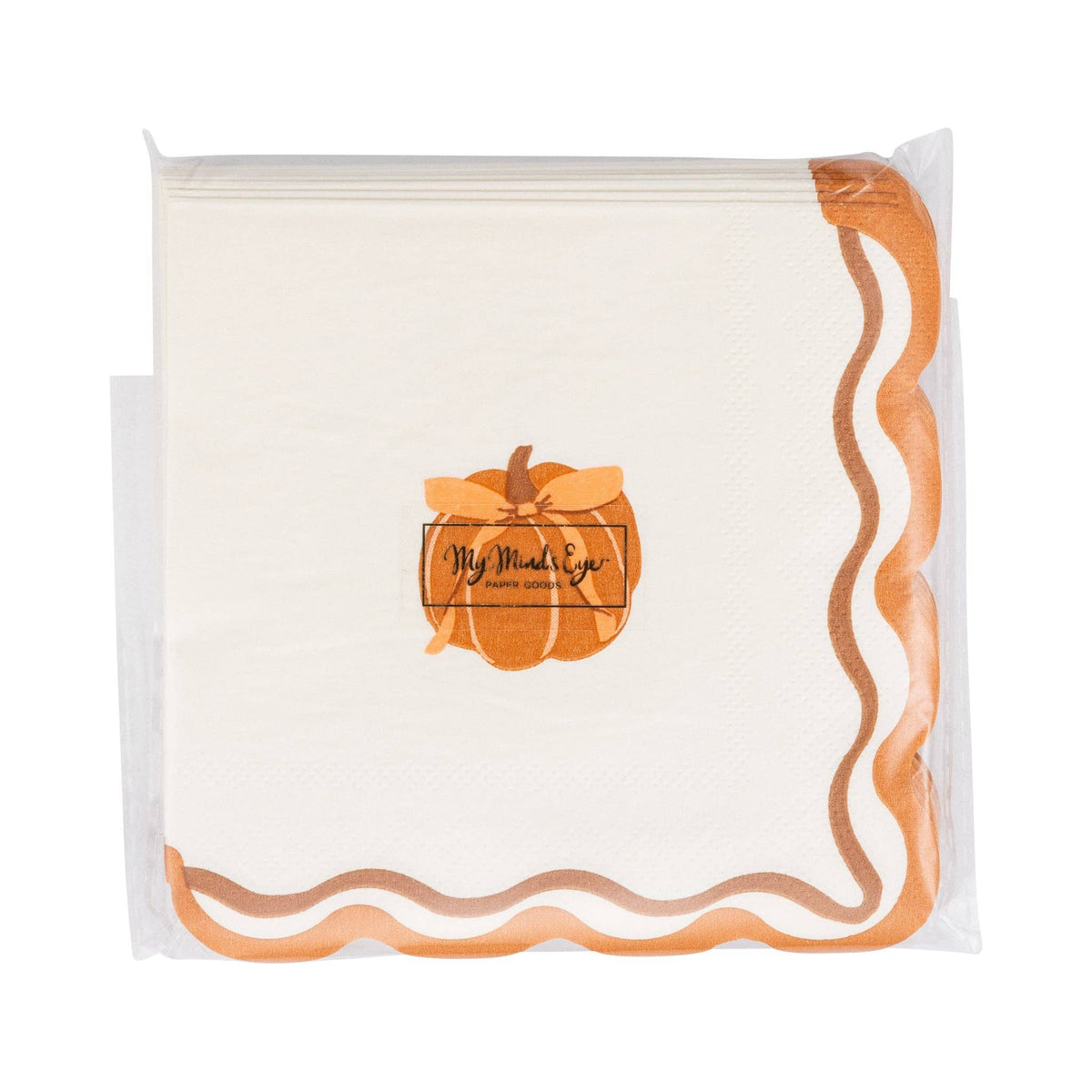 PLNP2565 - PUMPKIN BOW COCKTAIL NAPKIN (24ct) - Bria Blair Creative