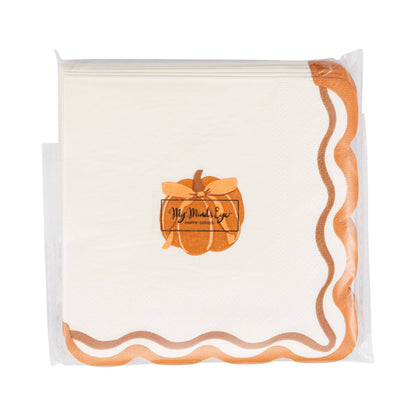 PLNP2565 - PUMPKIN BOW COCKTAIL NAPKIN (24ct) - Bria Blair Creative