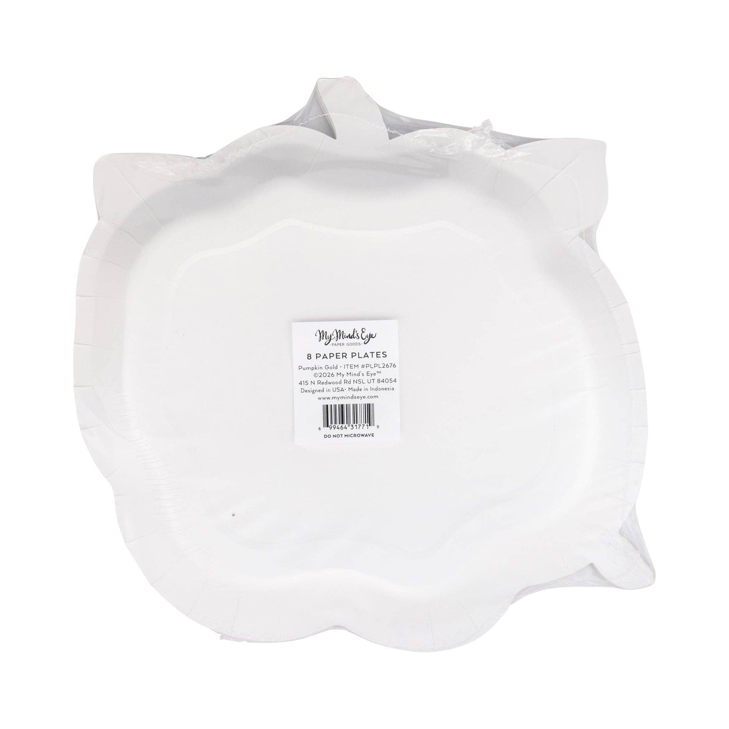 PLPL2676 - PUMPKIN GOLD FOIL BOW 10" PAPER PLATE (8ct) - Bria Blair Creative