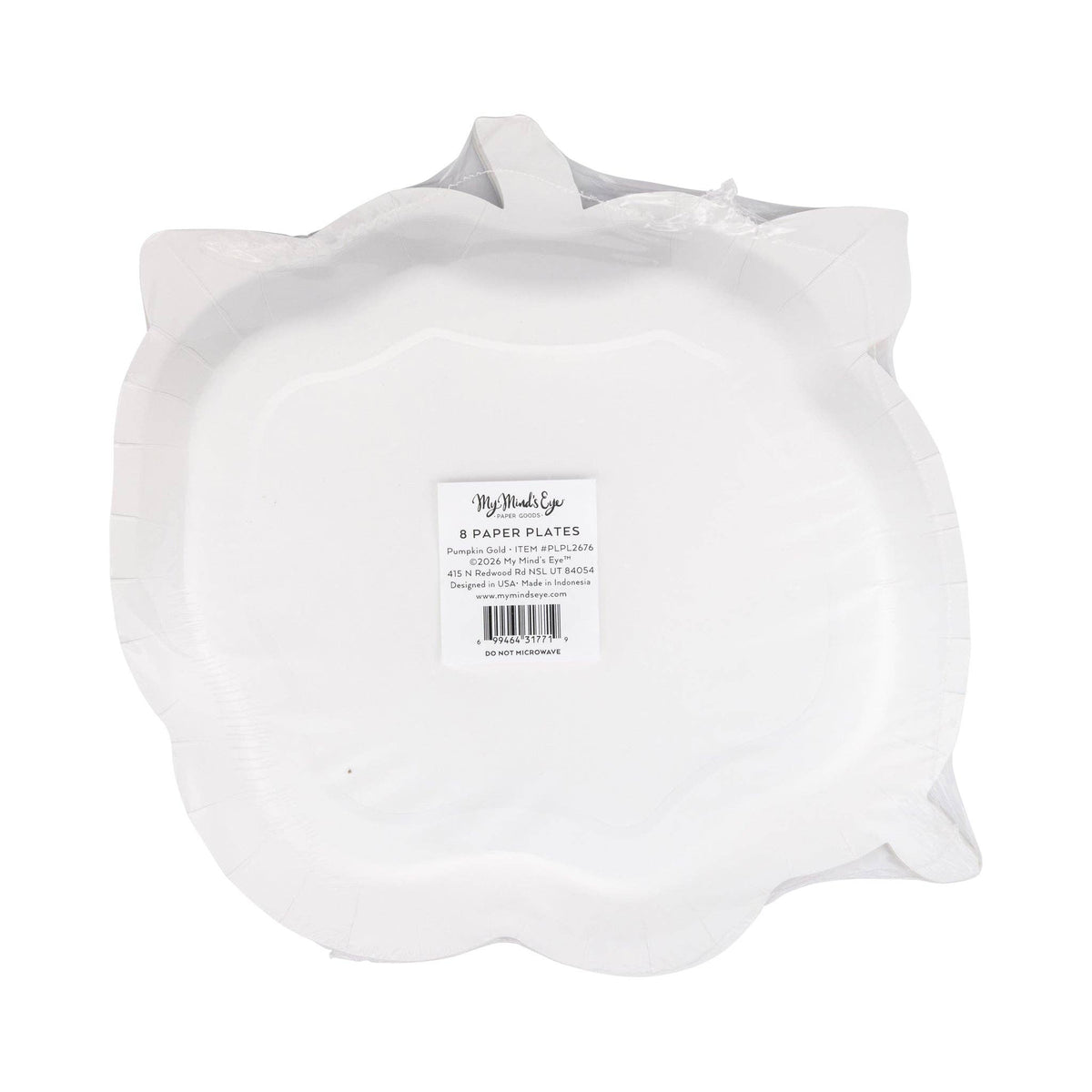 PLPL2676 - PUMPKIN GOLD FOIL BOW 10" PAPER PLATE (8ct) - Bria Blair Creative