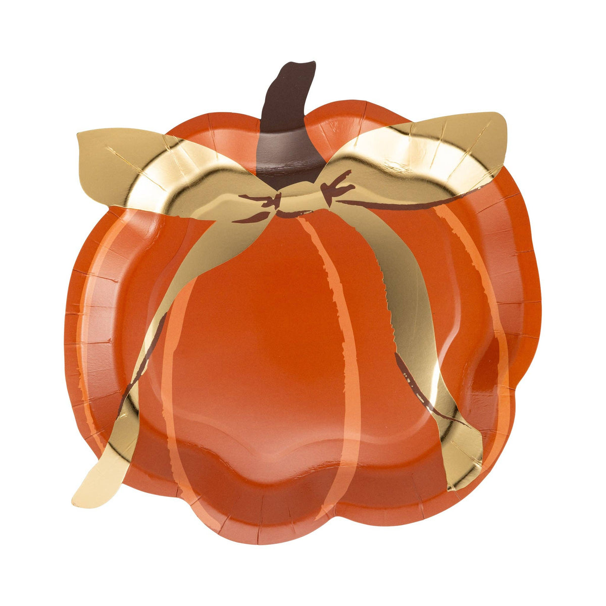PLPL2676 - PUMPKIN GOLD FOIL BOW 10" PAPER PLATE (8ct) - Bria Blair Creative