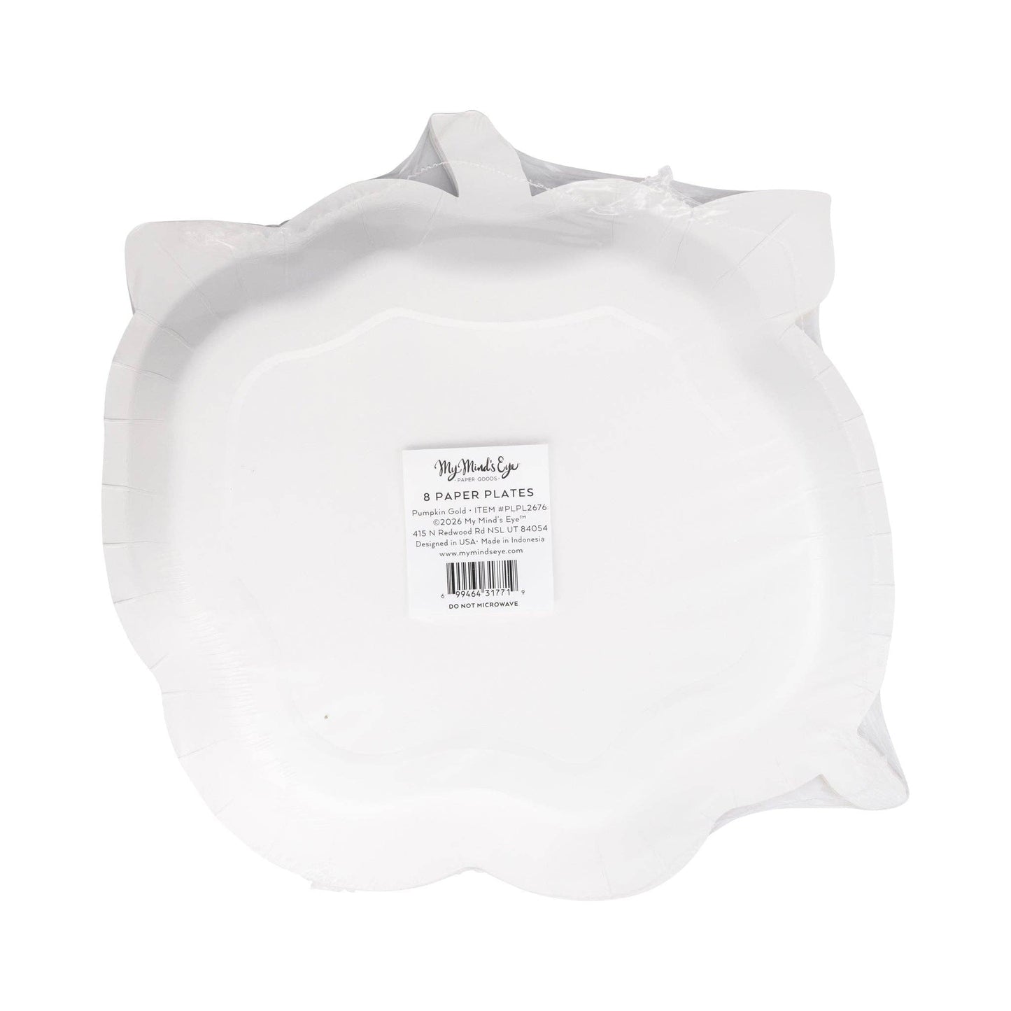 PLPL2676 - PUMPKIN GOLD FOIL BOW 10" PAPER PLATE (8ct) - Bria Blair Creative
