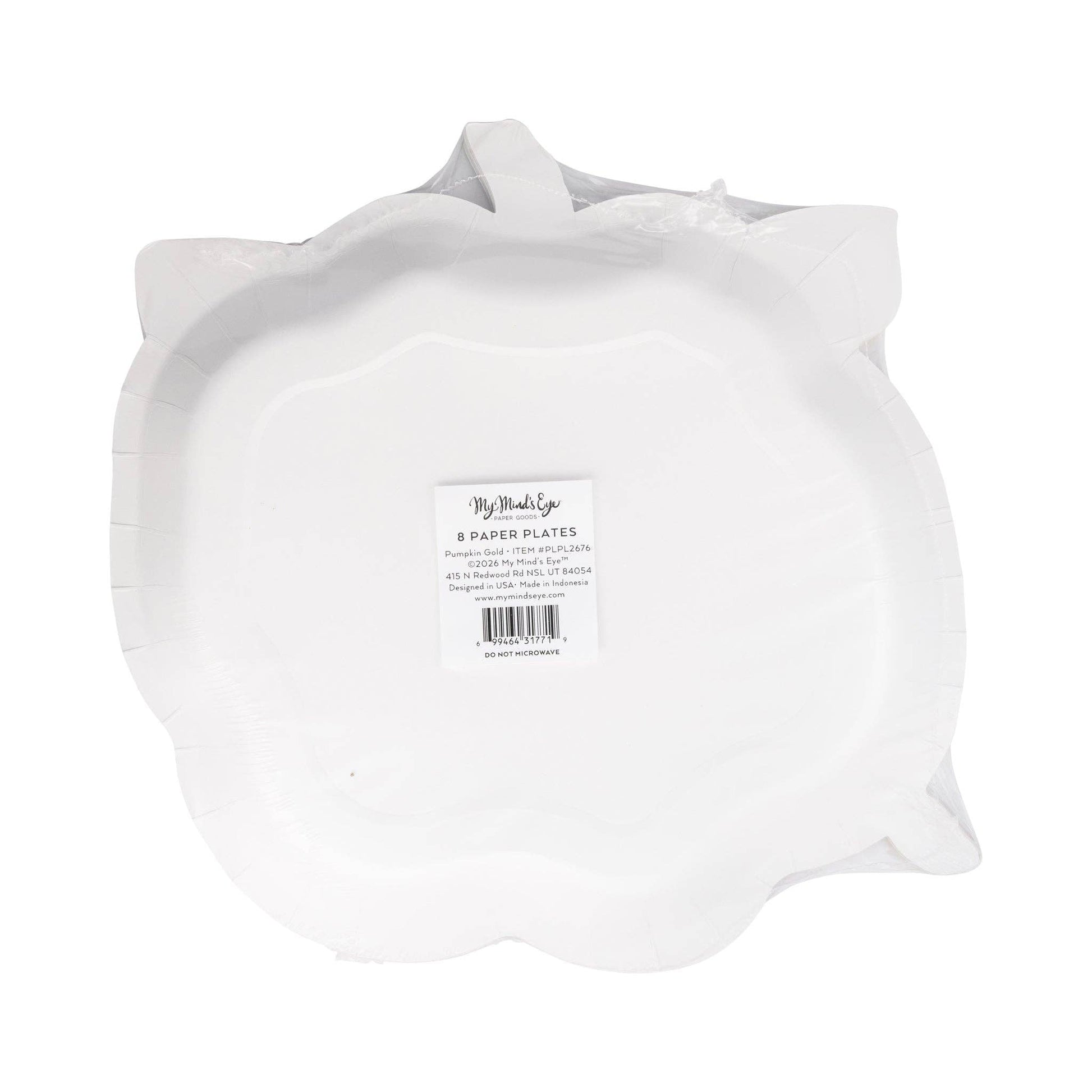 PLPL2676 - PUMPKIN GOLD FOIL BOW 10" PAPER PLATE (8ct) - Bria Blair Creative