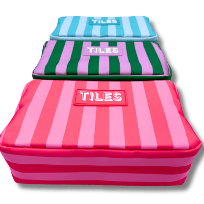 Premium Mahjong Tile Bags | Fits Most Large Tile Sets : Stripes - Purple & Green Tile Bag - Bria Blair Creative