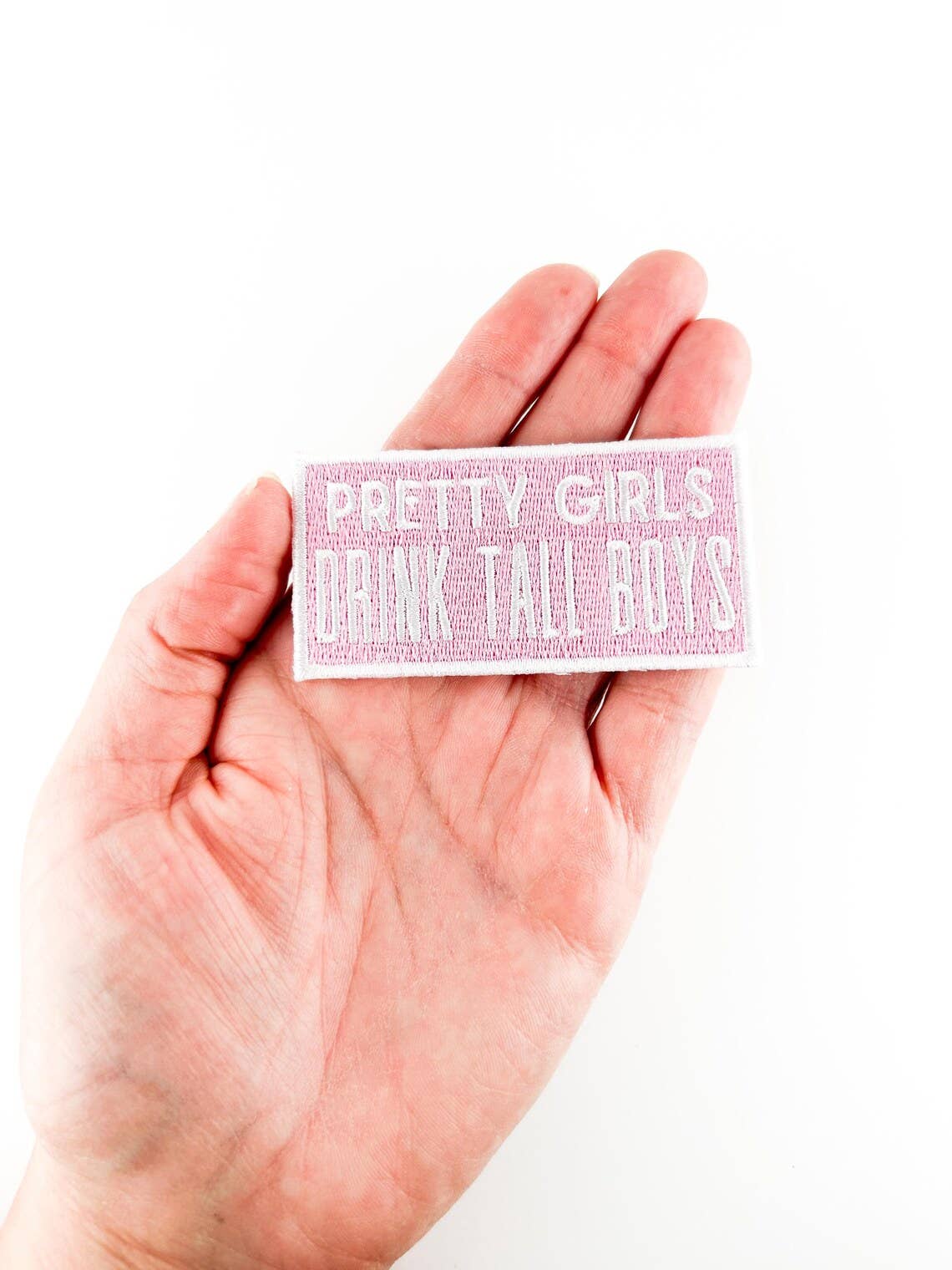 Pretty Girls Drink Tall Boys Embroidered Iron On Patch Beer - Bria Blair Creative