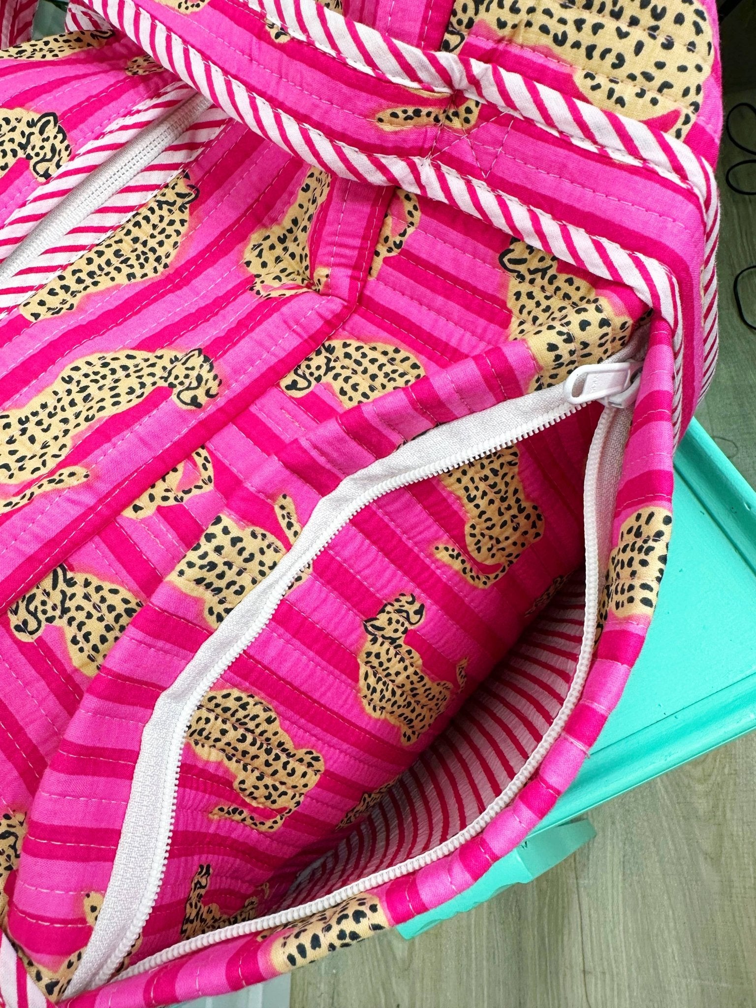 Quilted Duffle Bag | Weekender Travel Bag | Jaguar Print - Bria Blair Creative
