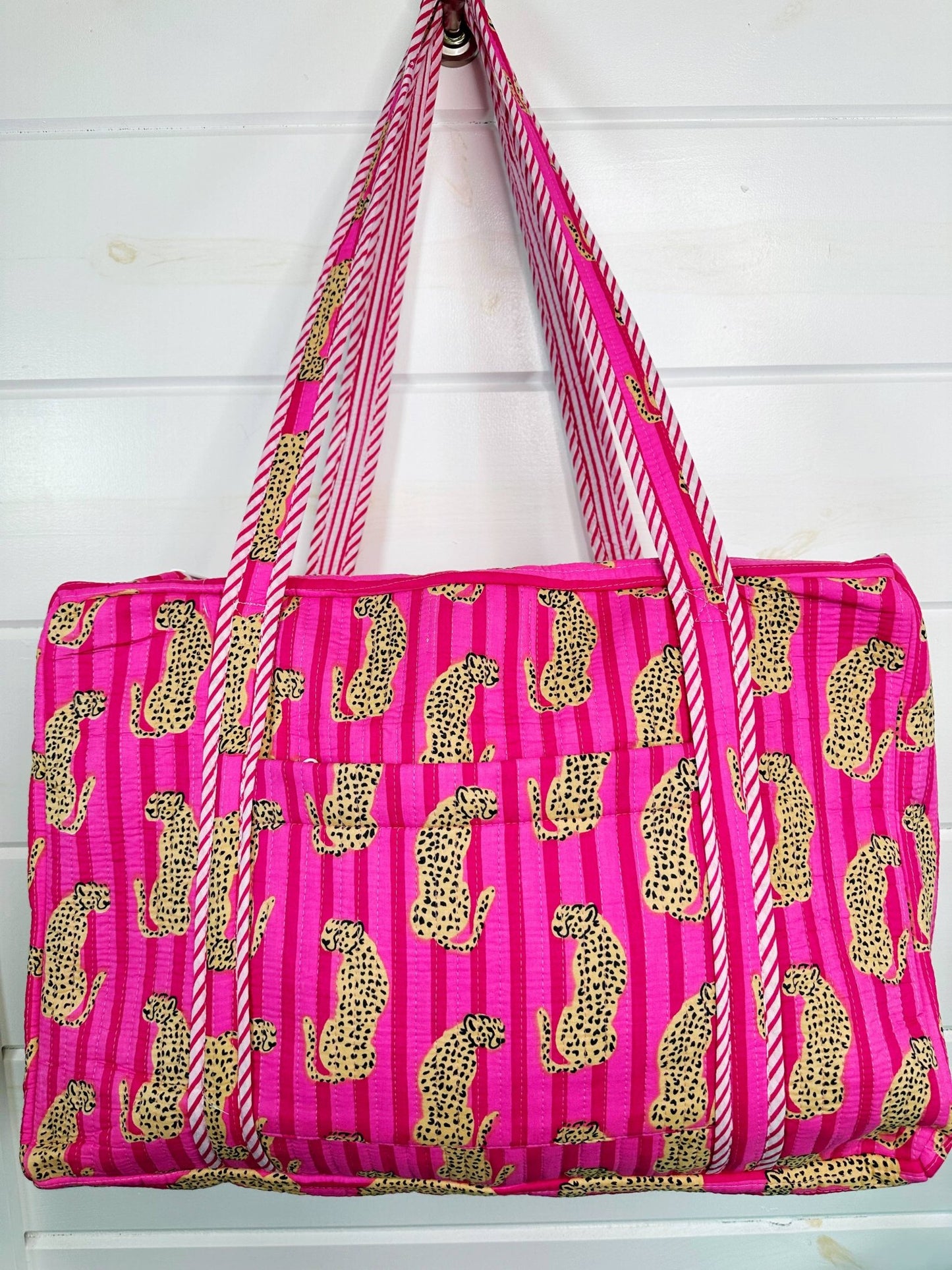 Quilted Duffle Bag | Weekender Travel Bag | Jaguar Print - Bria Blair Creative