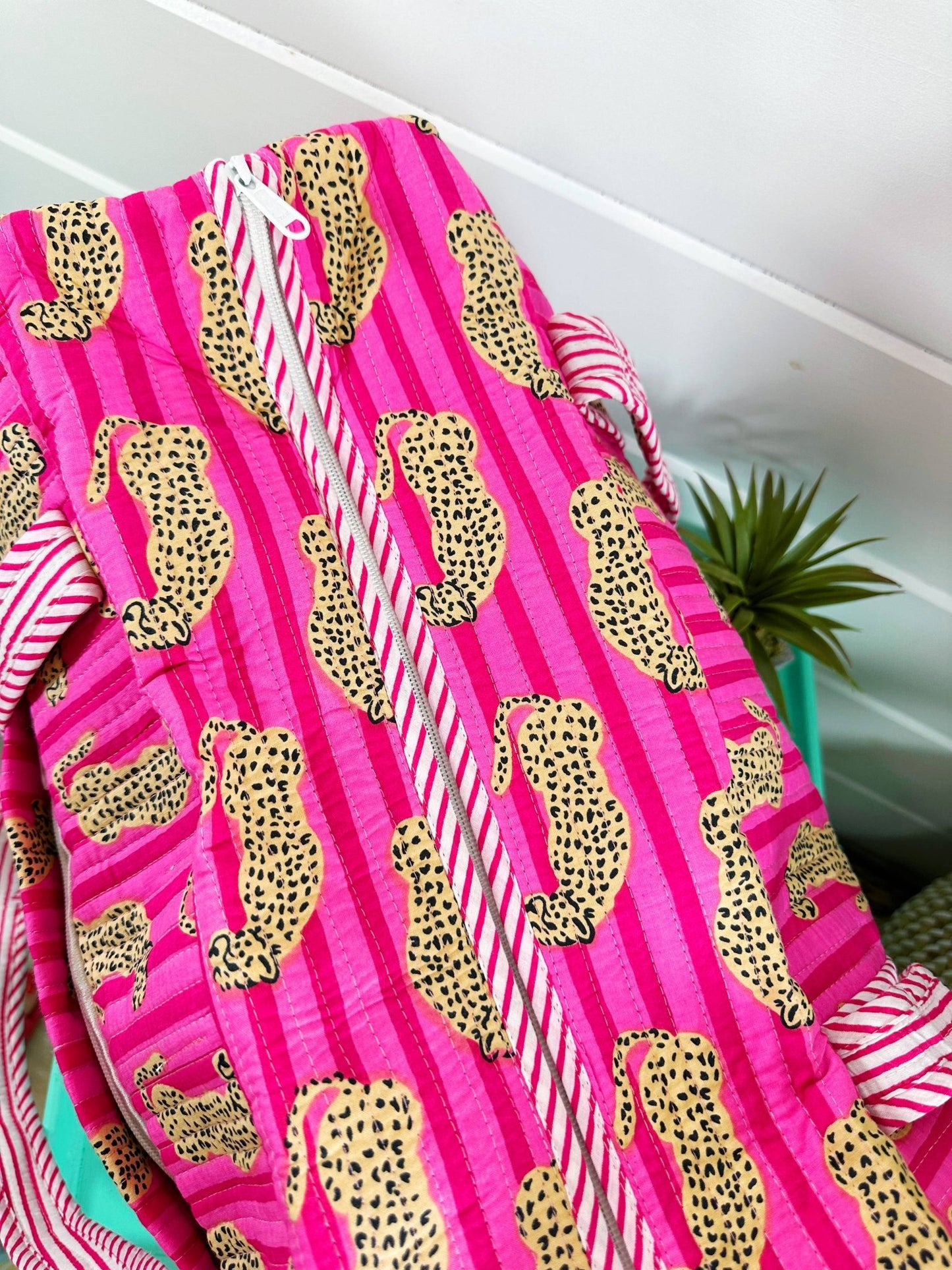 Quilted Duffle Bag | Weekender Travel Bag | Jaguar Print - Bria Blair Creative