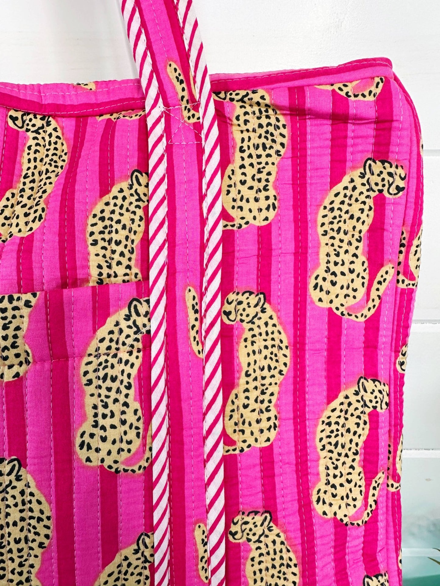 Quilted Duffle Bag | Weekender Travel Bag | Jaguar Print - Bria Blair Creative