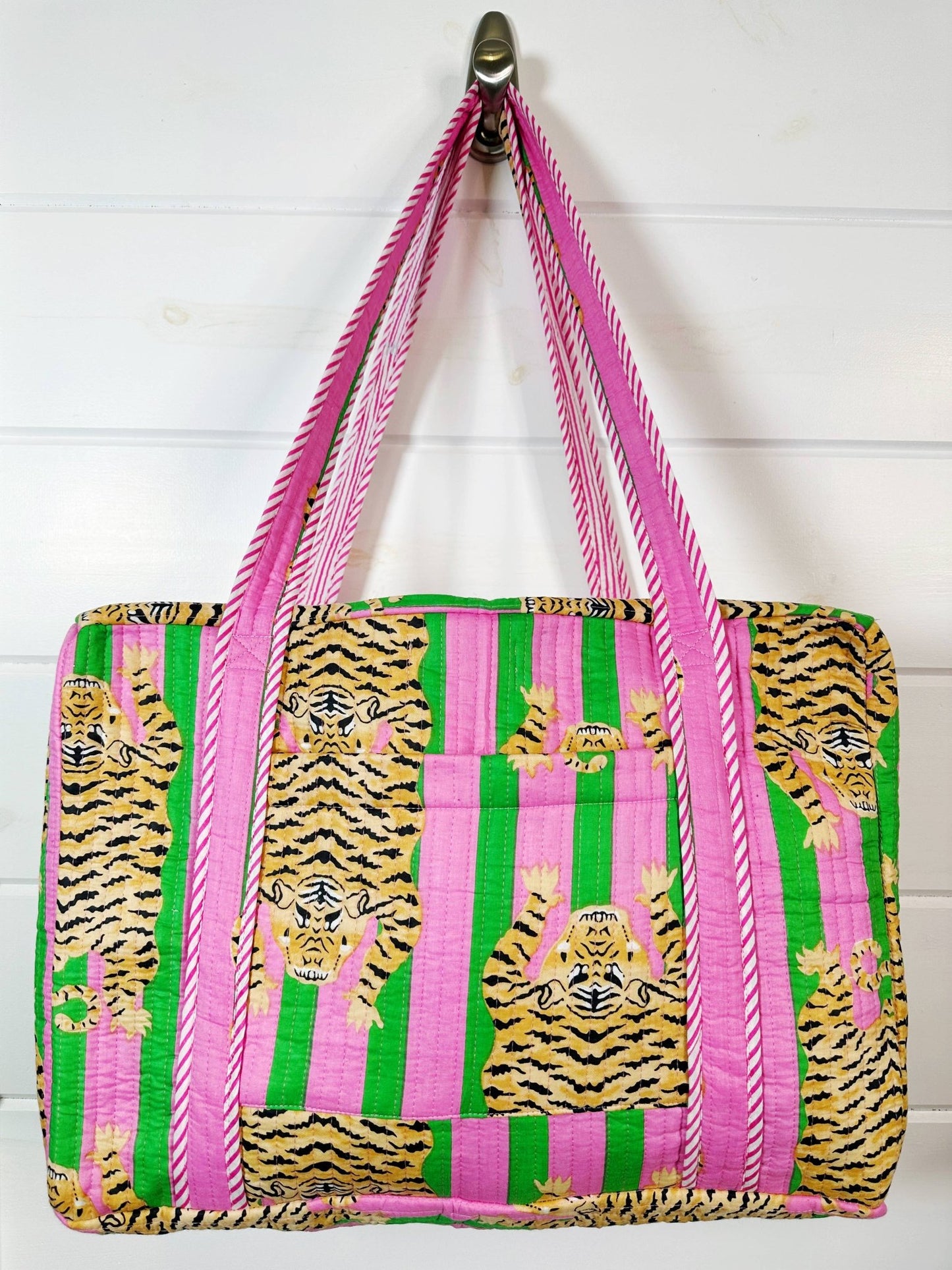 Quilted Duffle Bag | Weekender Travel Overnight Bag | Tigers - Bria Blair Creative