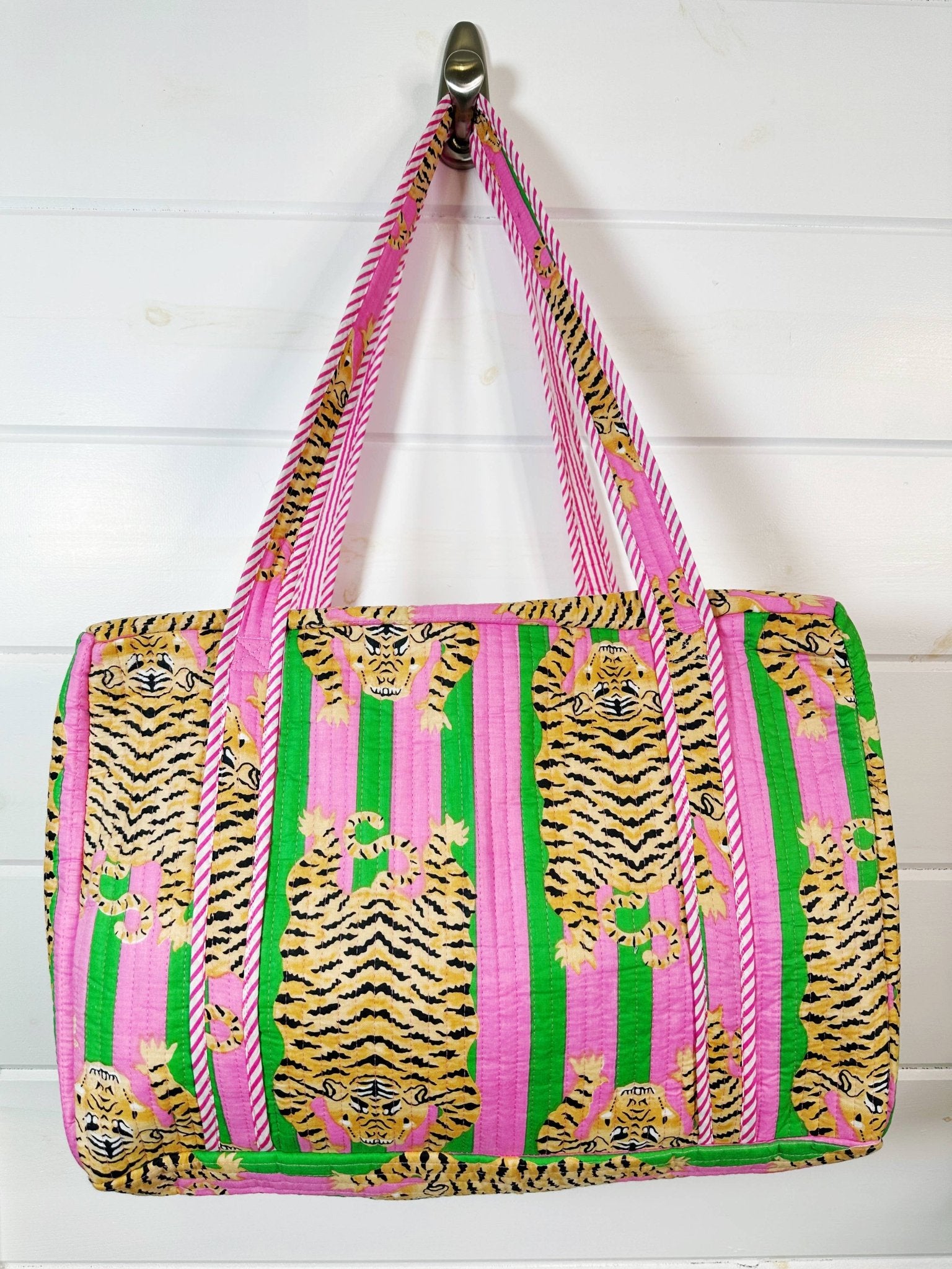 Quilted Duffle Bag | Weekender Travel Overnight Bag | Tigers - Bria Blair Creative