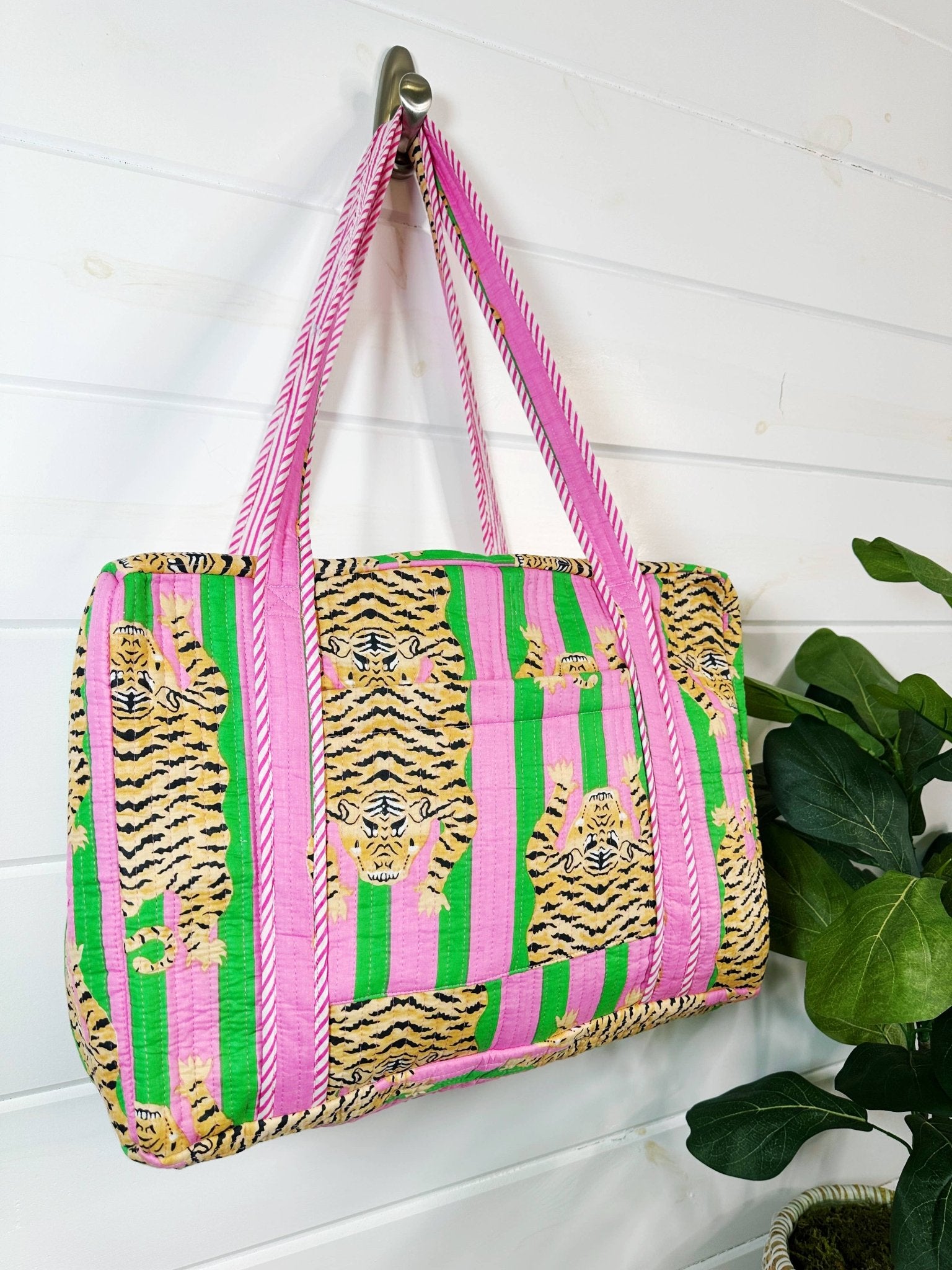 Quilted Duffle Bag | Weekender Travel Overnight Bag | Tigers - Bria Blair Creative