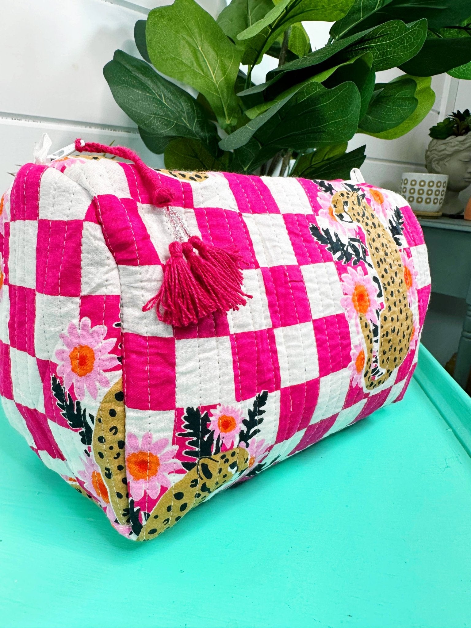 Quilted Makeup Bag | Travel Cosmetic Toiletry Bag | Jaguars - Bria Blair Creative